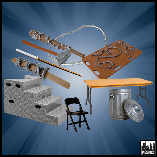 10 Piece HARDCORE Accessory Set for WWE & AEW Wrestling Action