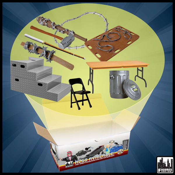 10 Piece HARDCORE Accessory Set for WWE & AEW Wrestling Action