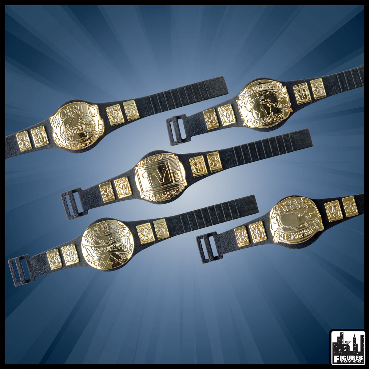 Set of 5 Championship Belts For WWE Wrestling Action Figures