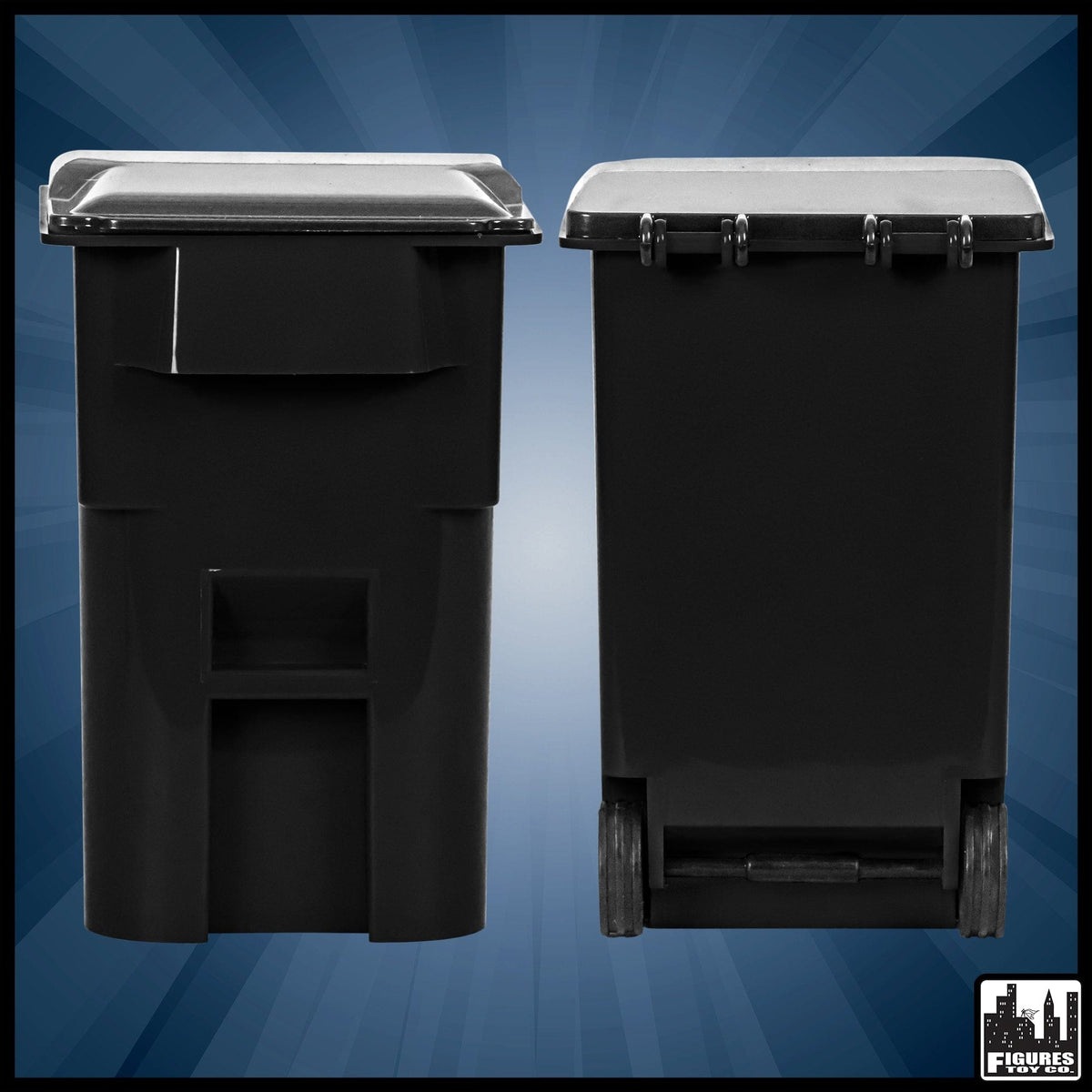 Black Trash Can With Lid &amp; Wheels for WWE Wrestling Action Figures