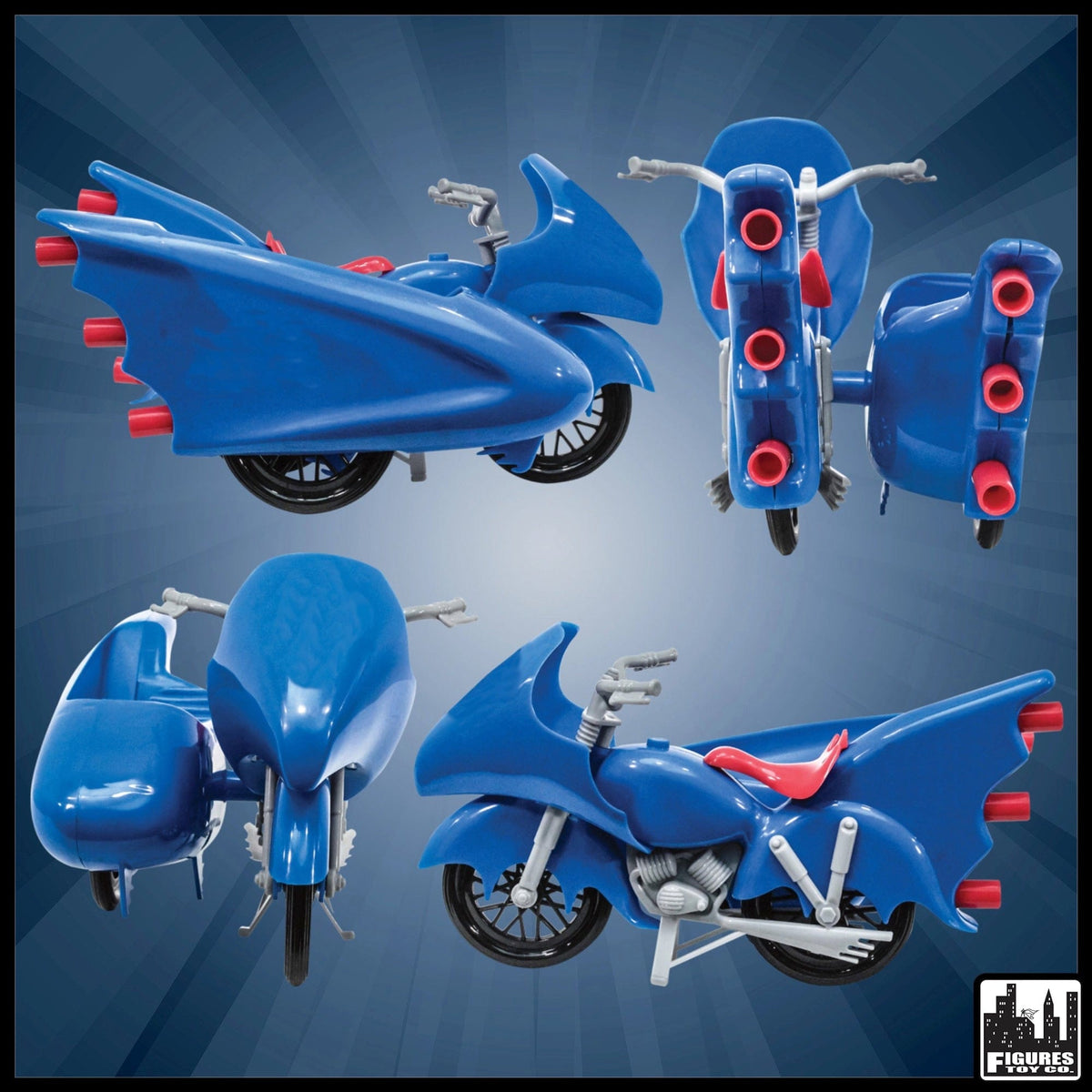 Blue Motorcycle With Sidecar for 6-8 Inch Action Figures