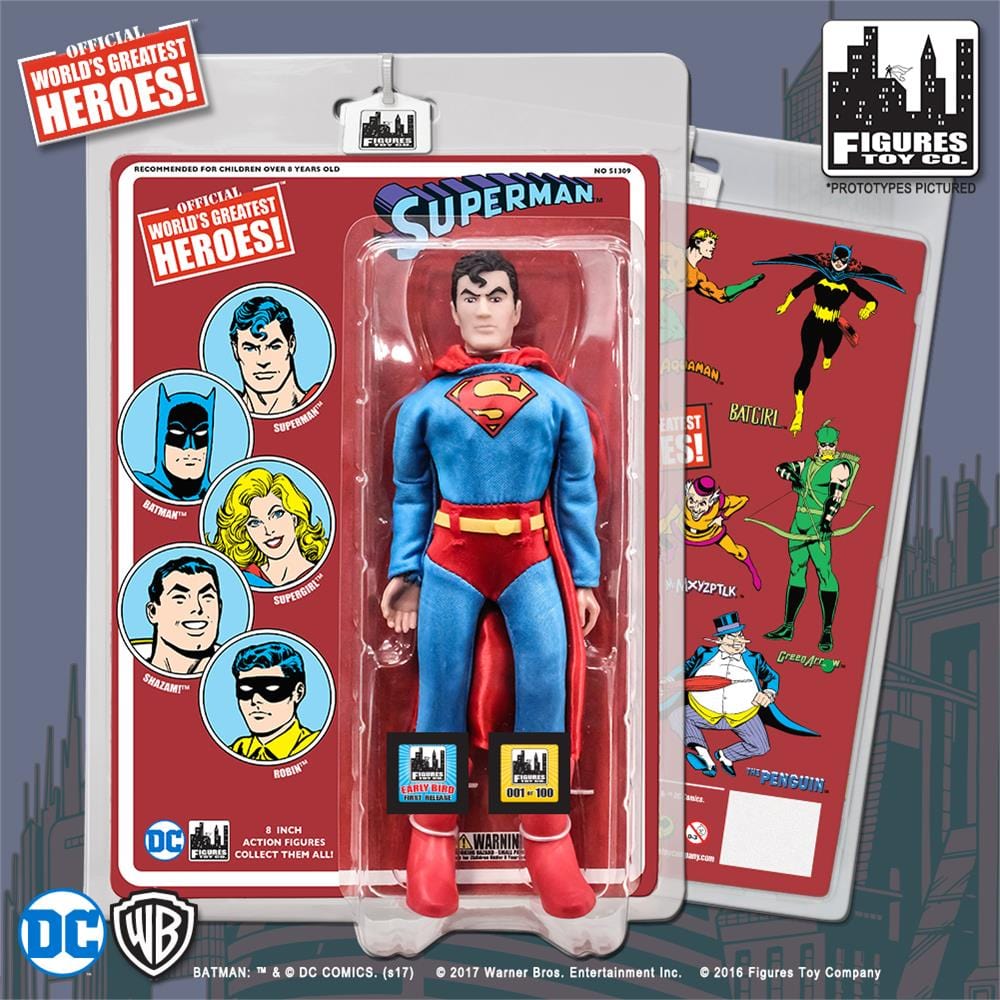 DC Comics Retro 8 Inch Action Figures: New Head Sculpt Superman with Retro Like Card (Early Bird Edition)