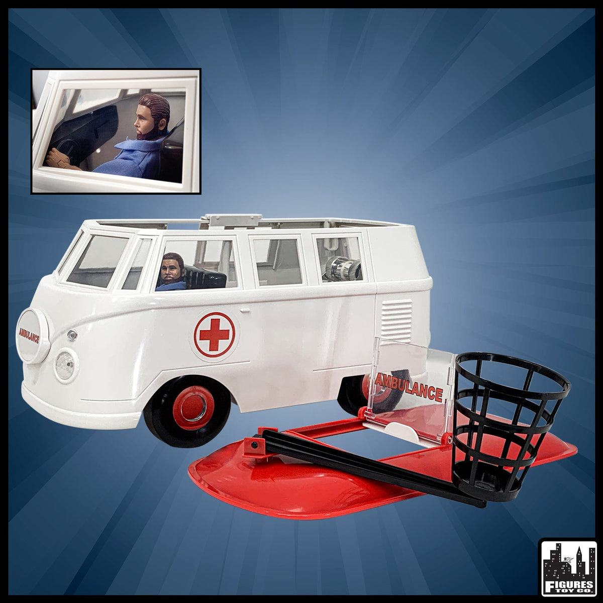 Deluxe Ambulance Playset With EMT Figure &amp; Stretcher for WWE Wrestling Action Figures