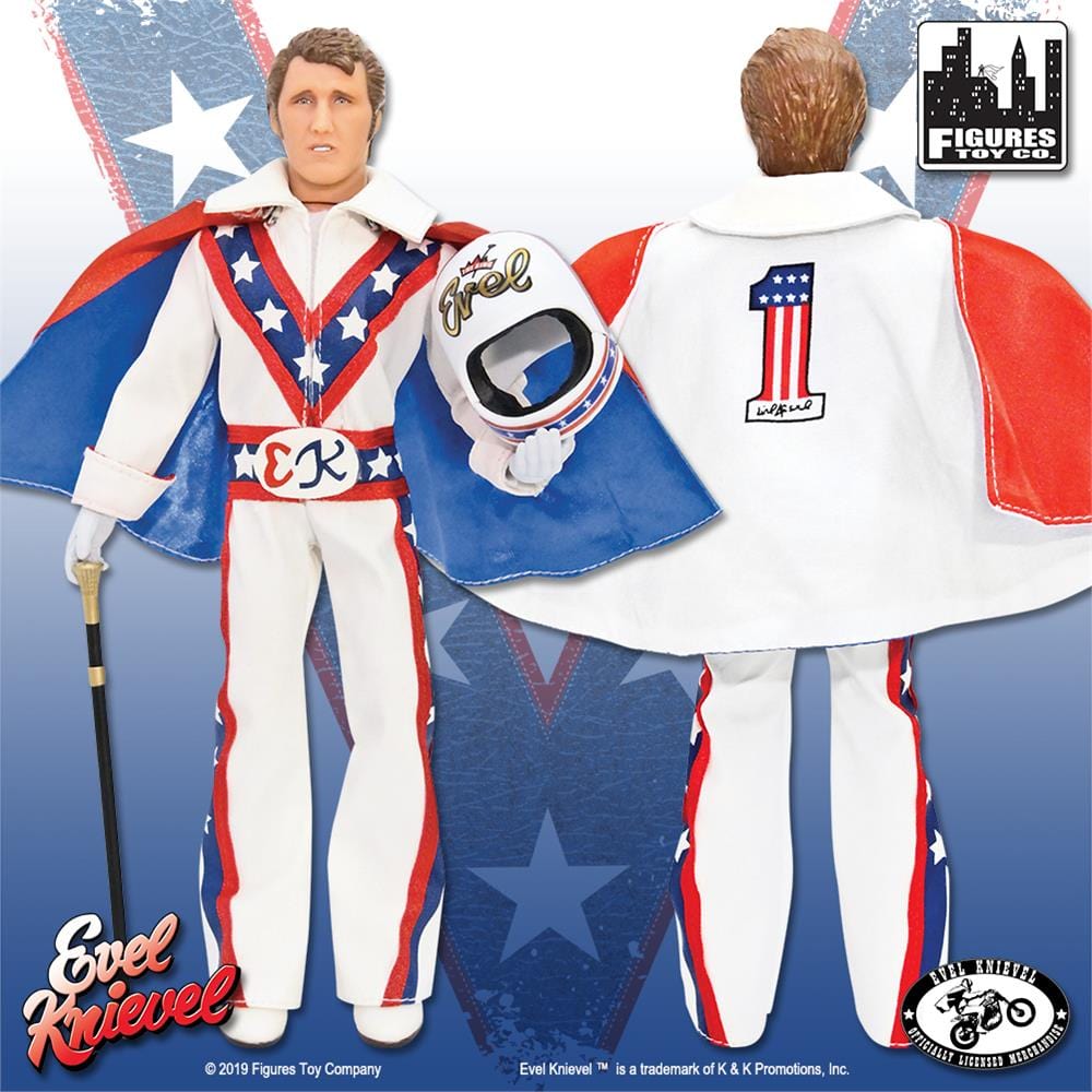 Evel Knievel 8 Inch Action Figures Series 1 Re-Issue: White Jumpsuit