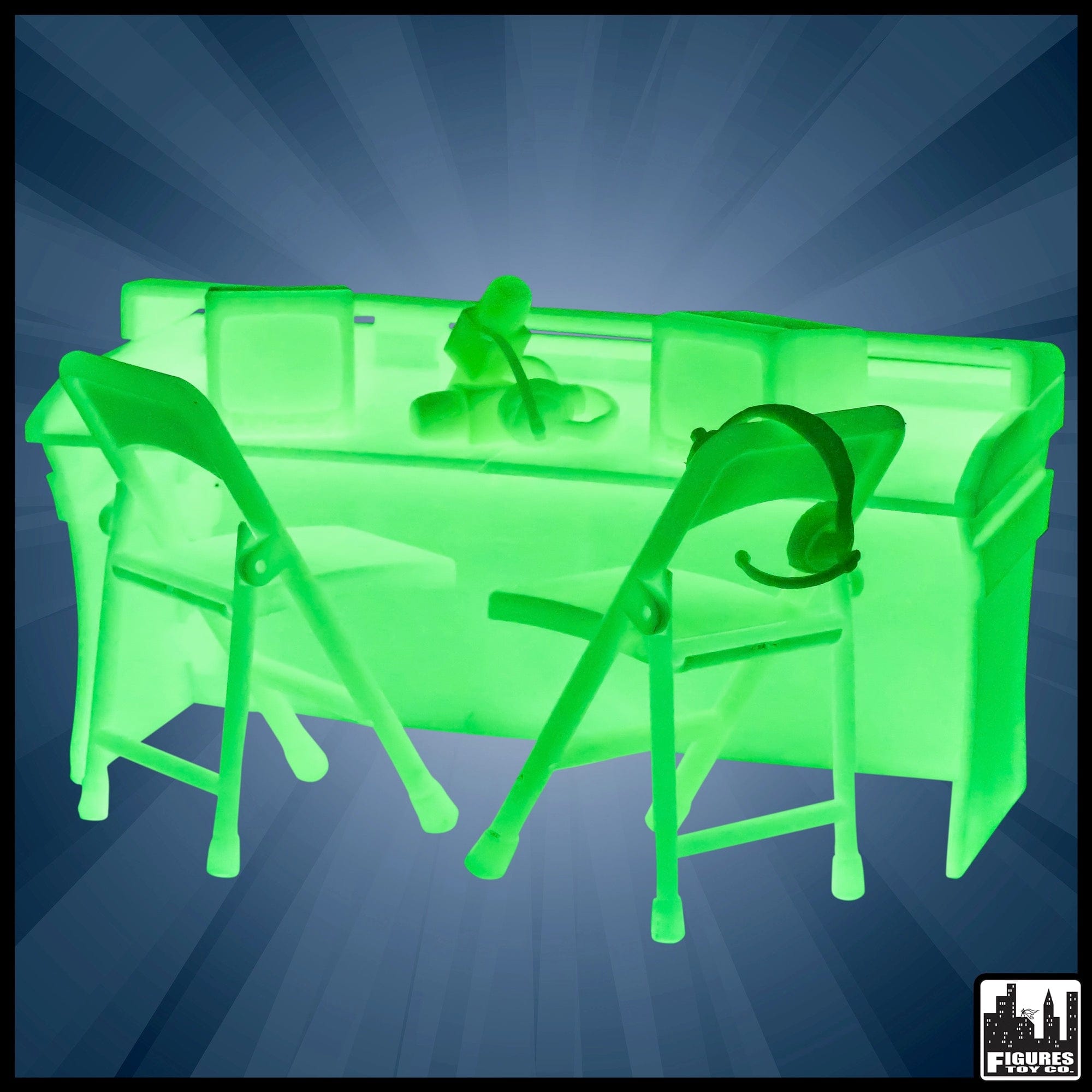 Glow In The Dark Commentator Table Playset for WWE Wrestling Action Figures