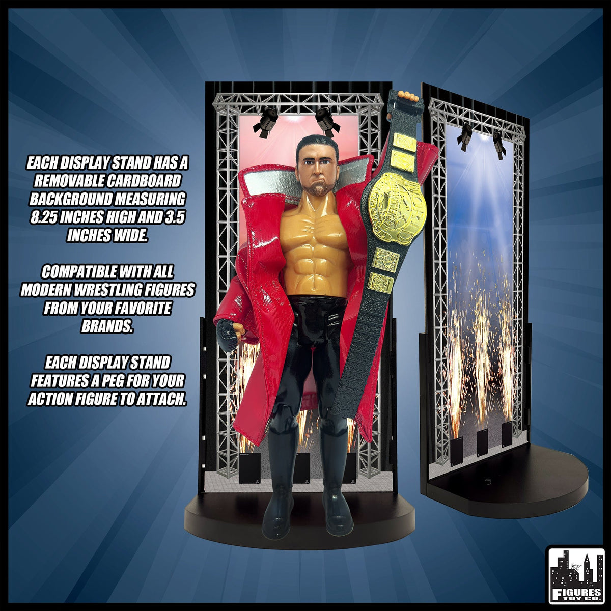Set of 12 Display Stands for WWE Wrestling Action Figures