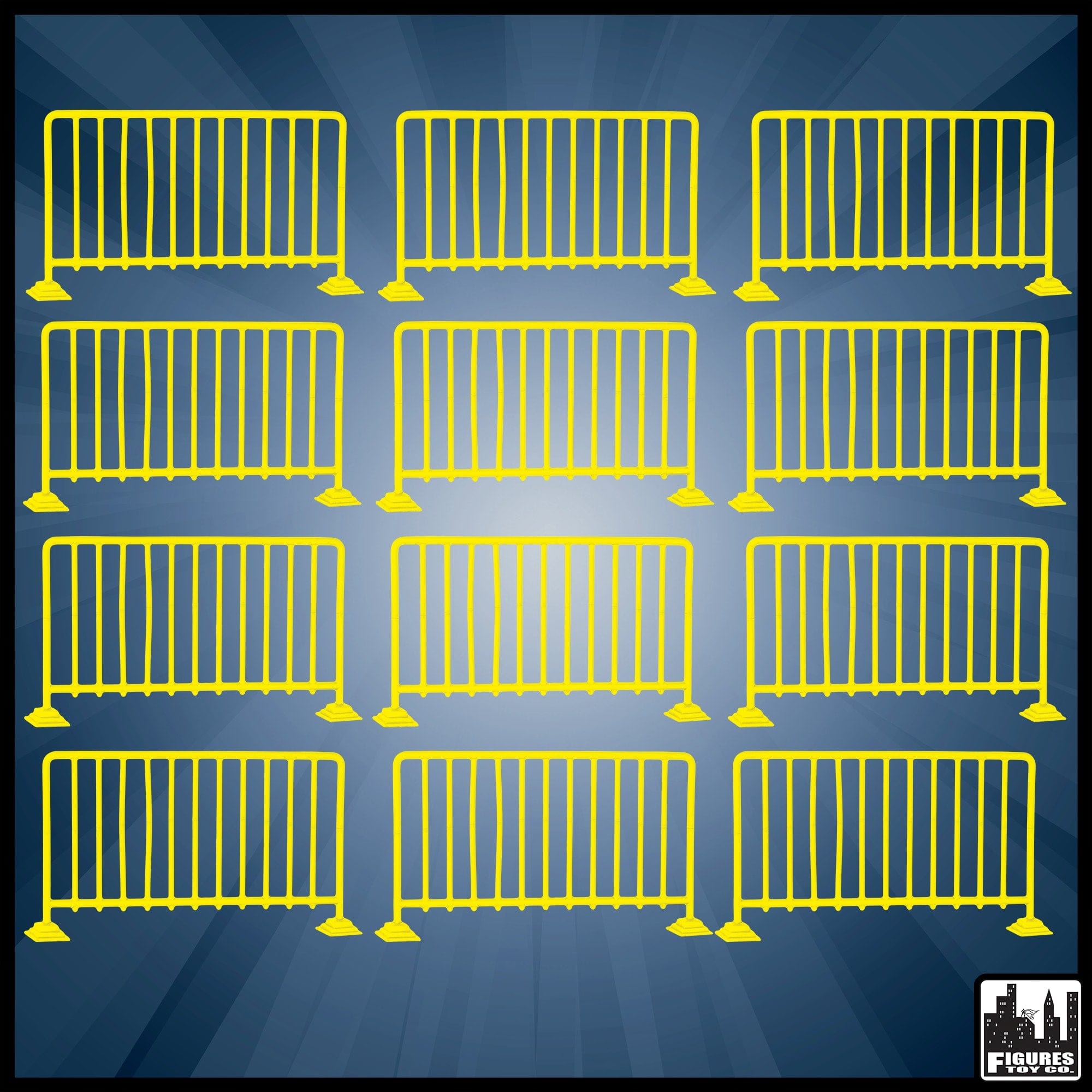 Set of 12 Yellow Guardrails For WWE Wrestling Action Figures