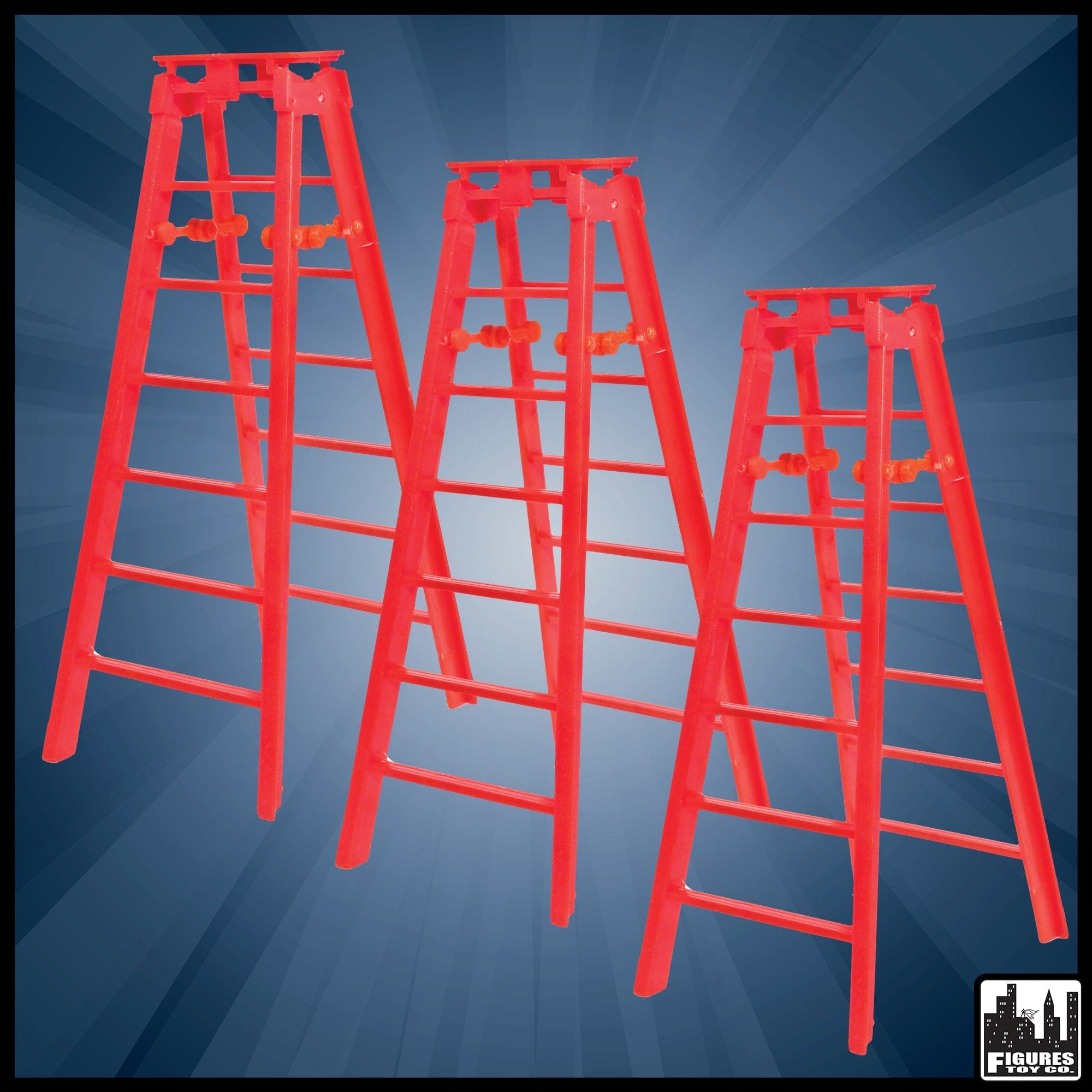 Set of 3 Red Ladders for WWE Wrestling Action Figures