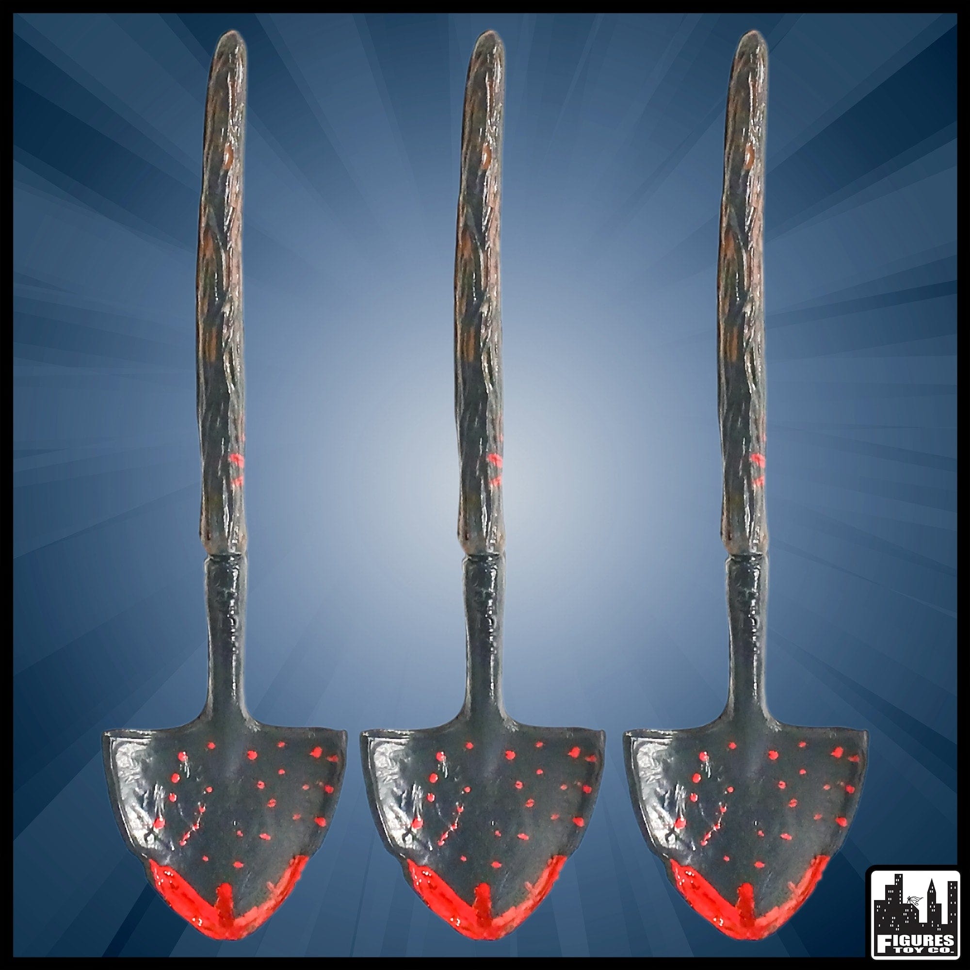 Set of 3 Spaded Shovels with Blood for WWE Wrestling Action Figures