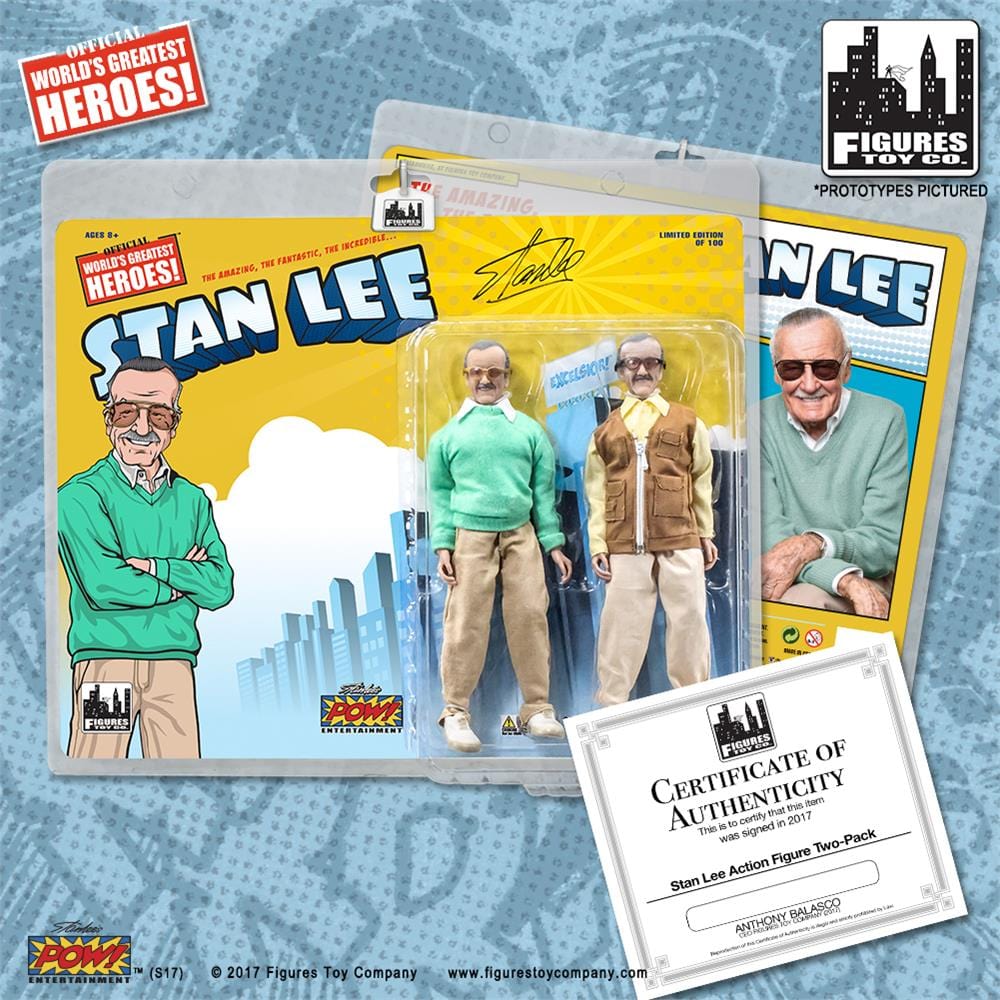 Stan Lee Retro 8 Inch Action Figure Two-Pack [Autographed With COA]