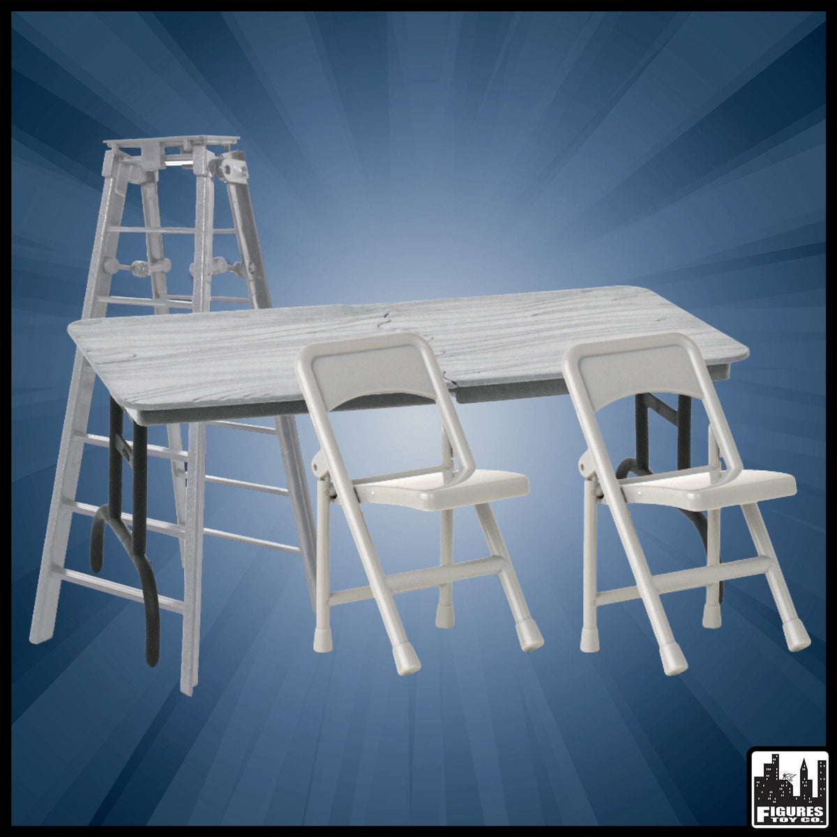 ULTIMATE Ladder, Table &amp; Chairs Silver Playset for WWE Wrestling Action Figures