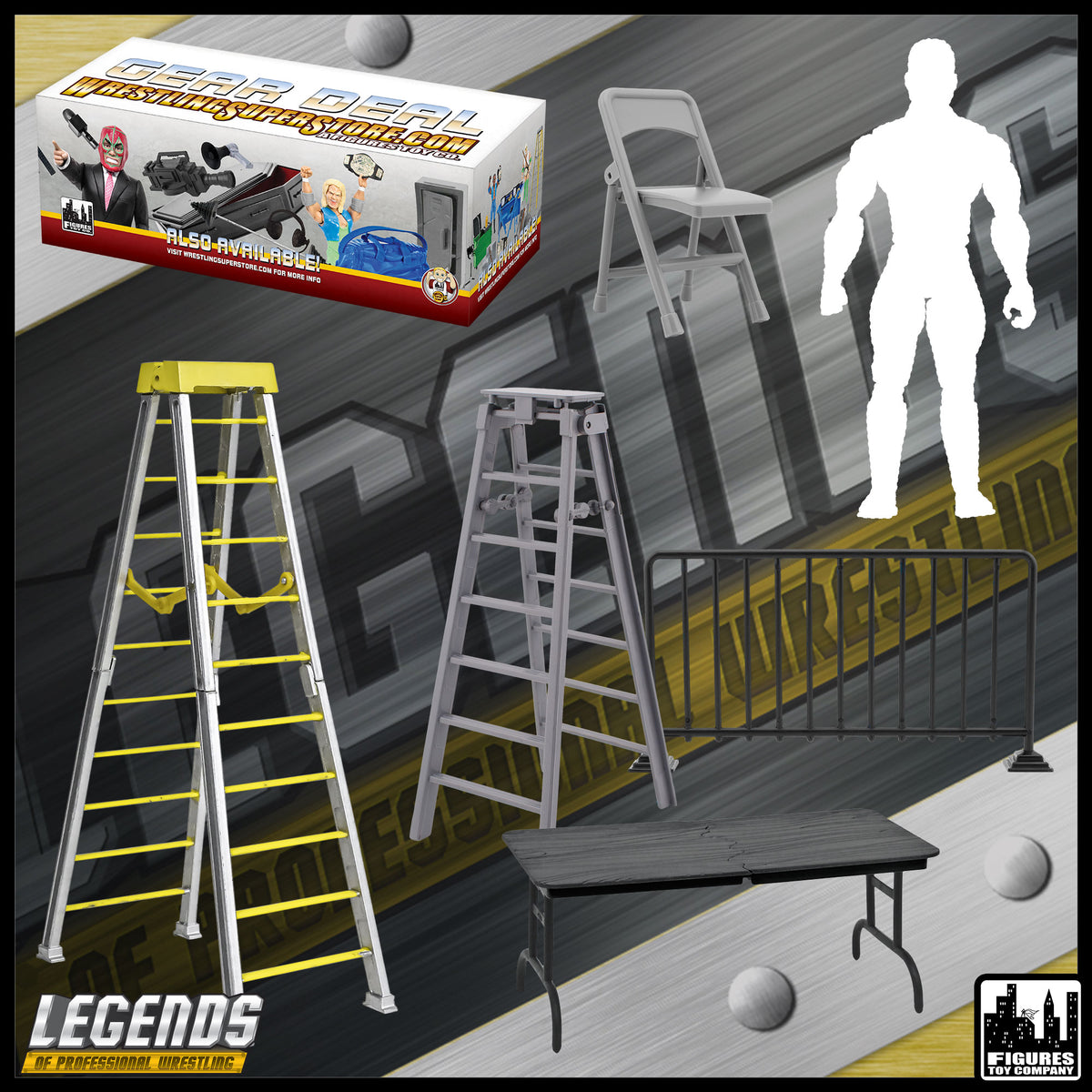 Legends of Professional Wrestling Series Action Figures: Accessory Set & FREE Loose Figure