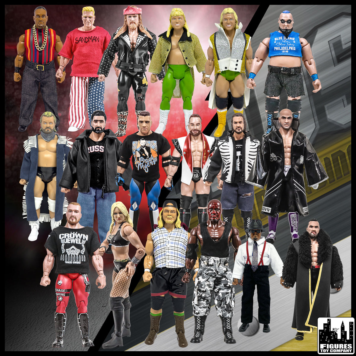 Set of 18 Loose Rising Stars & Legends of Wrestling Action Figures