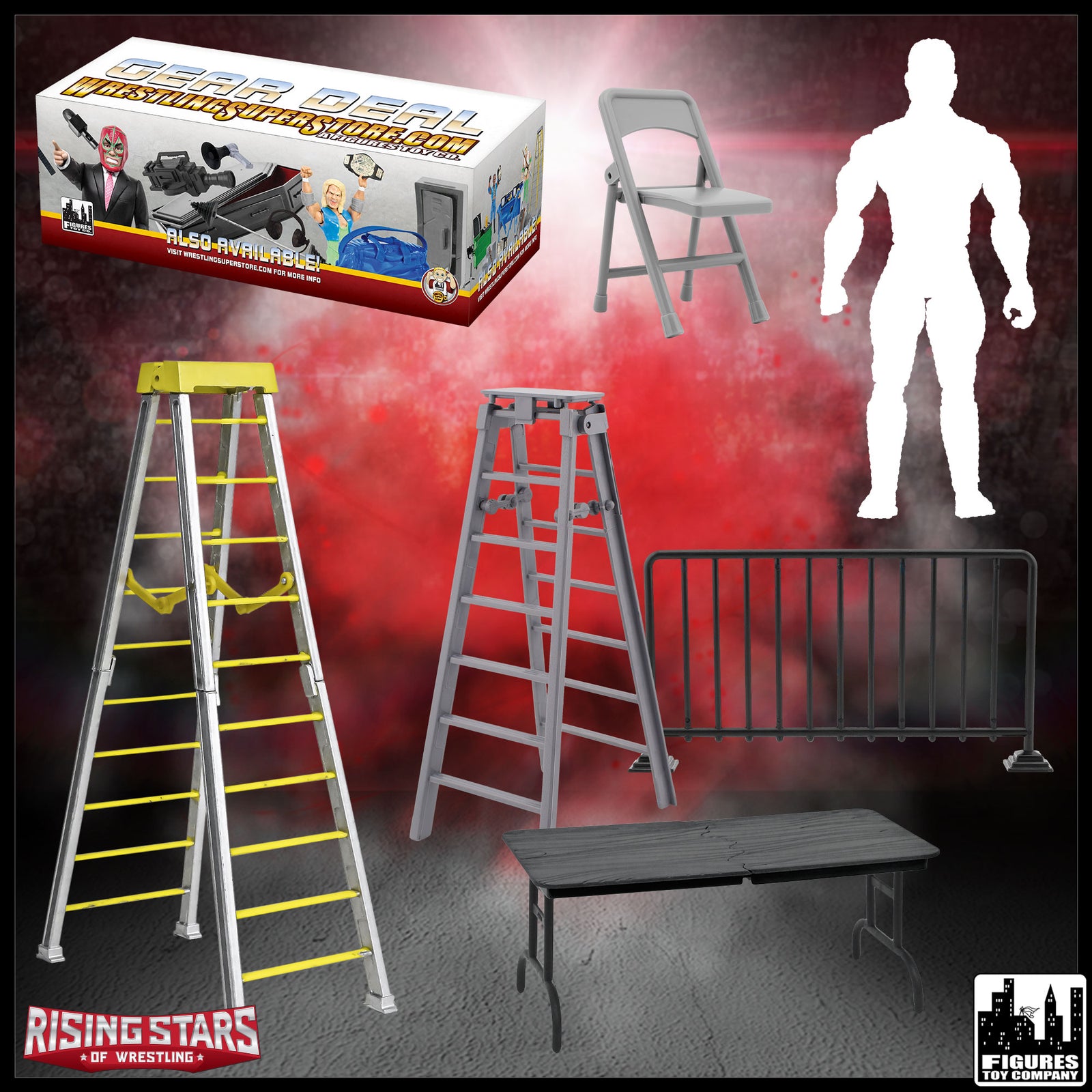 Rising Stars of Wrestling Action Figure Series: Accessory Set & FREE Loose Figure