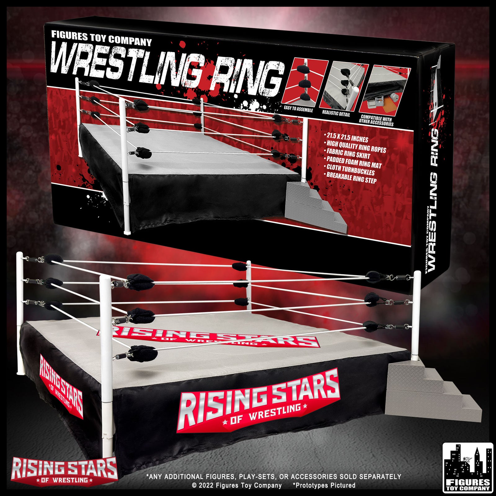 Rising Stars of Wrestling Ring for WWE & AEW Wrestling Action Figures