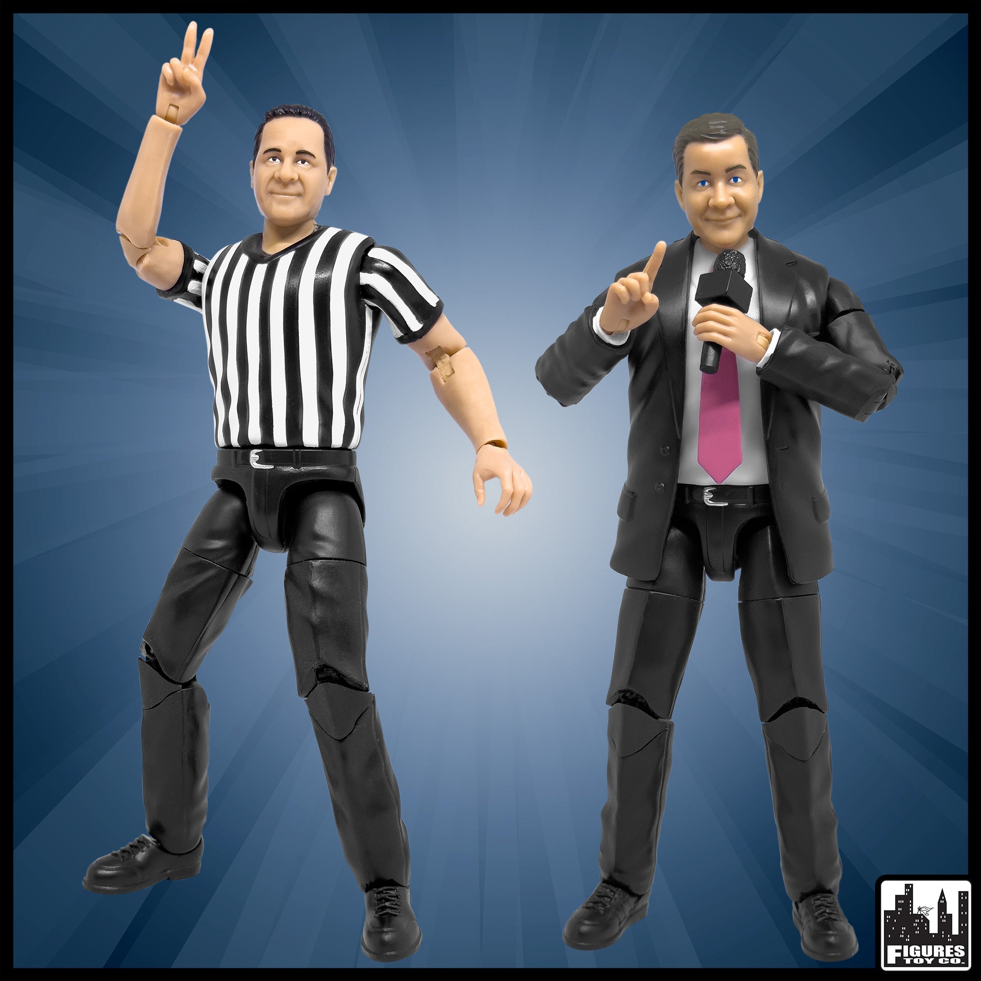 Referee Figures Ultimate Talking Wrestling Referee & Ring Announcer Action Figures ...