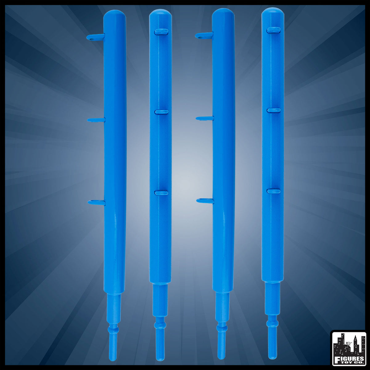 Set of 4 Metal Blue Ring Posts for Figures Toy Company Classic Wrestling Ring