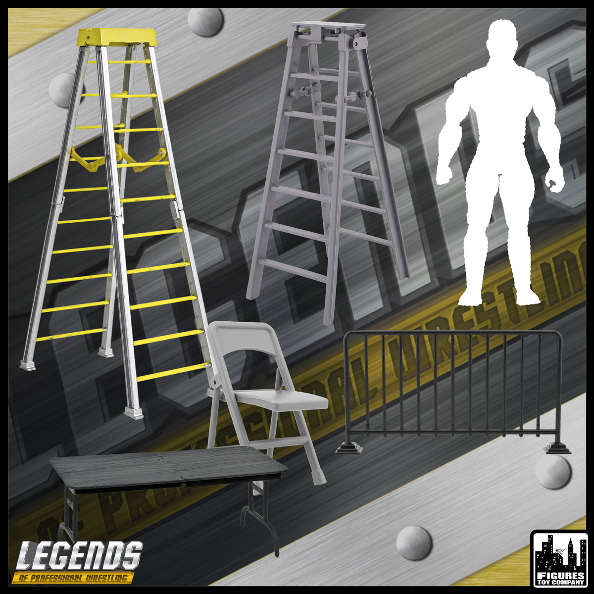 Legends of Professional Wrestling Series Action Figures: Accessory Set & FREE Loose Figure