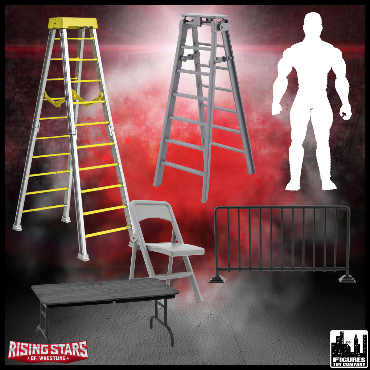 Rising Stars of Wrestling Action Figure Series: Accessory Set & FREE Loose Figure