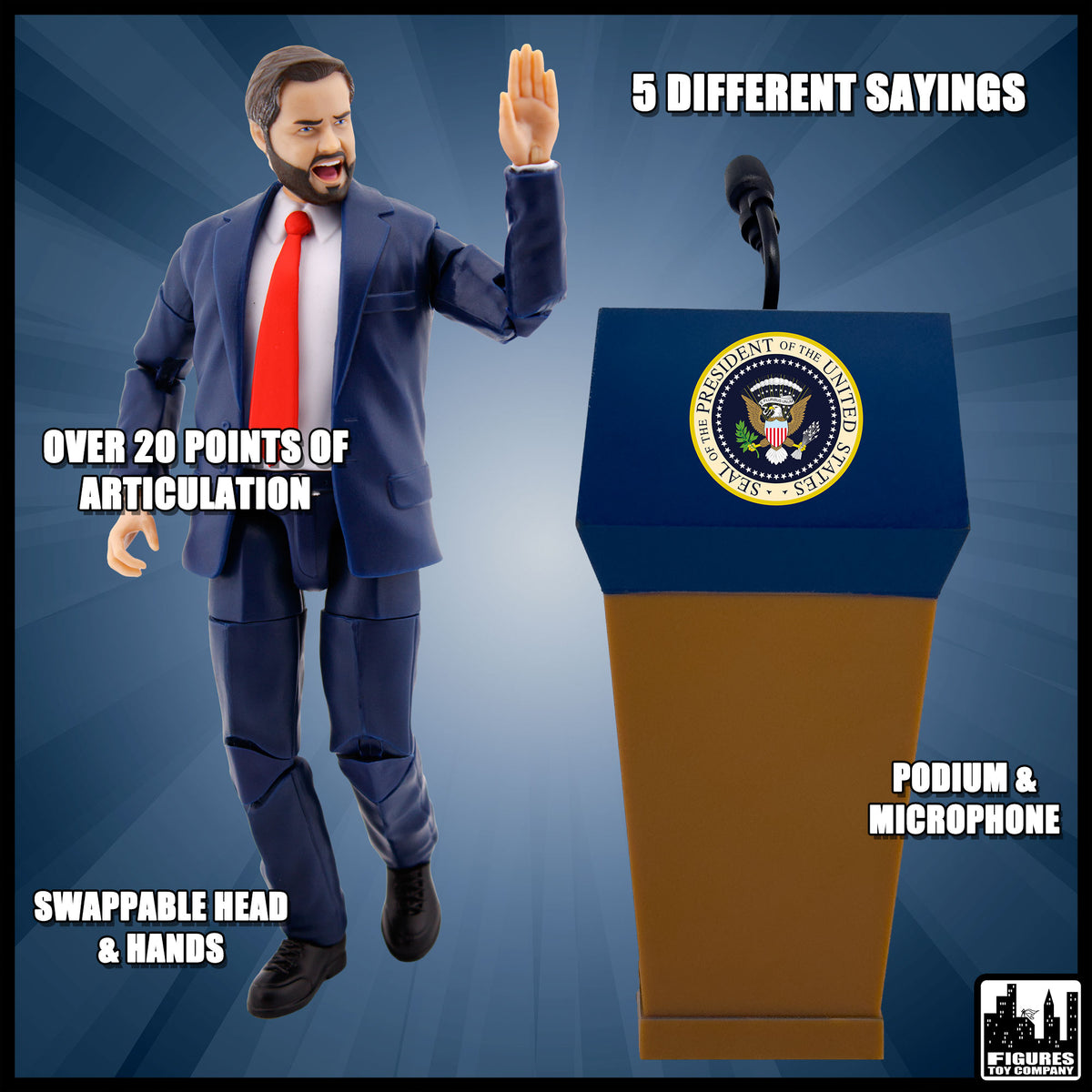 Vice President JD Vance Talking Action Figure with Podium and Accessories - view 2