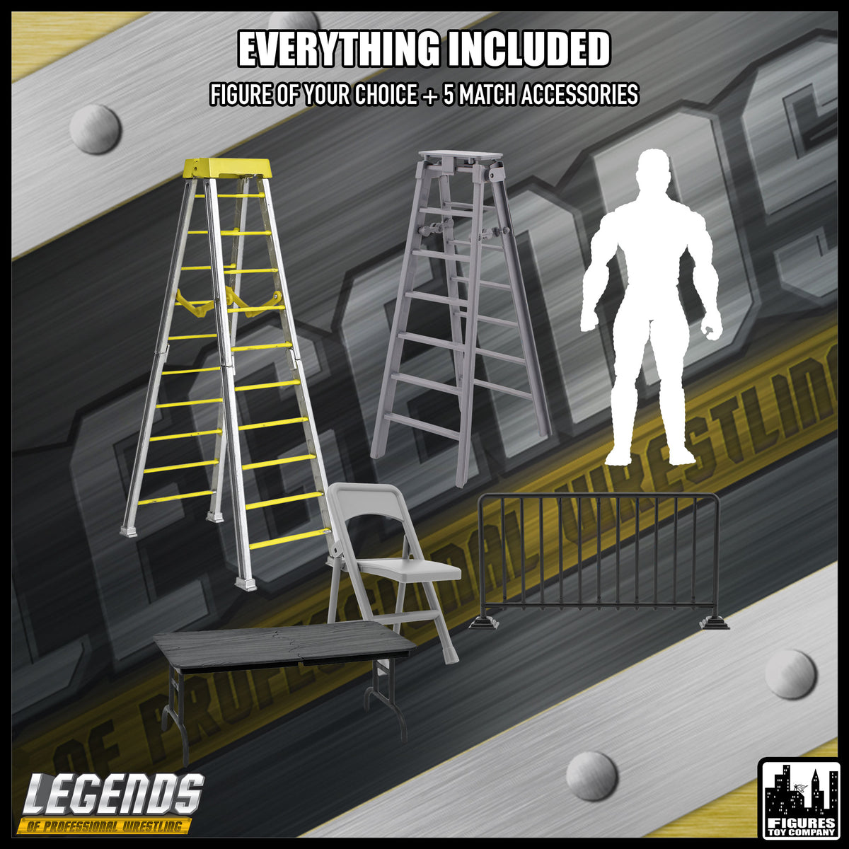 Legends of Professional Wrestling Series Action Figures: Accessory Set & FREE Loose Figure
