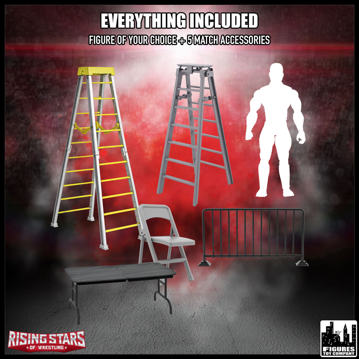 Rising Stars of Wrestling Action Figure Series: Accessory Set & FREE Loose Figure