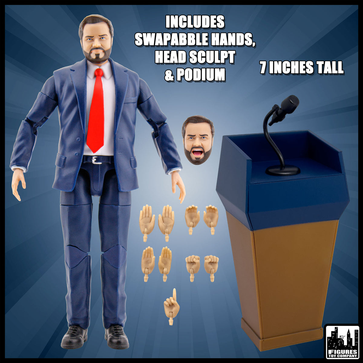 Vice President JD Vance Talking Action Figure with Podium and Accessories - view 3