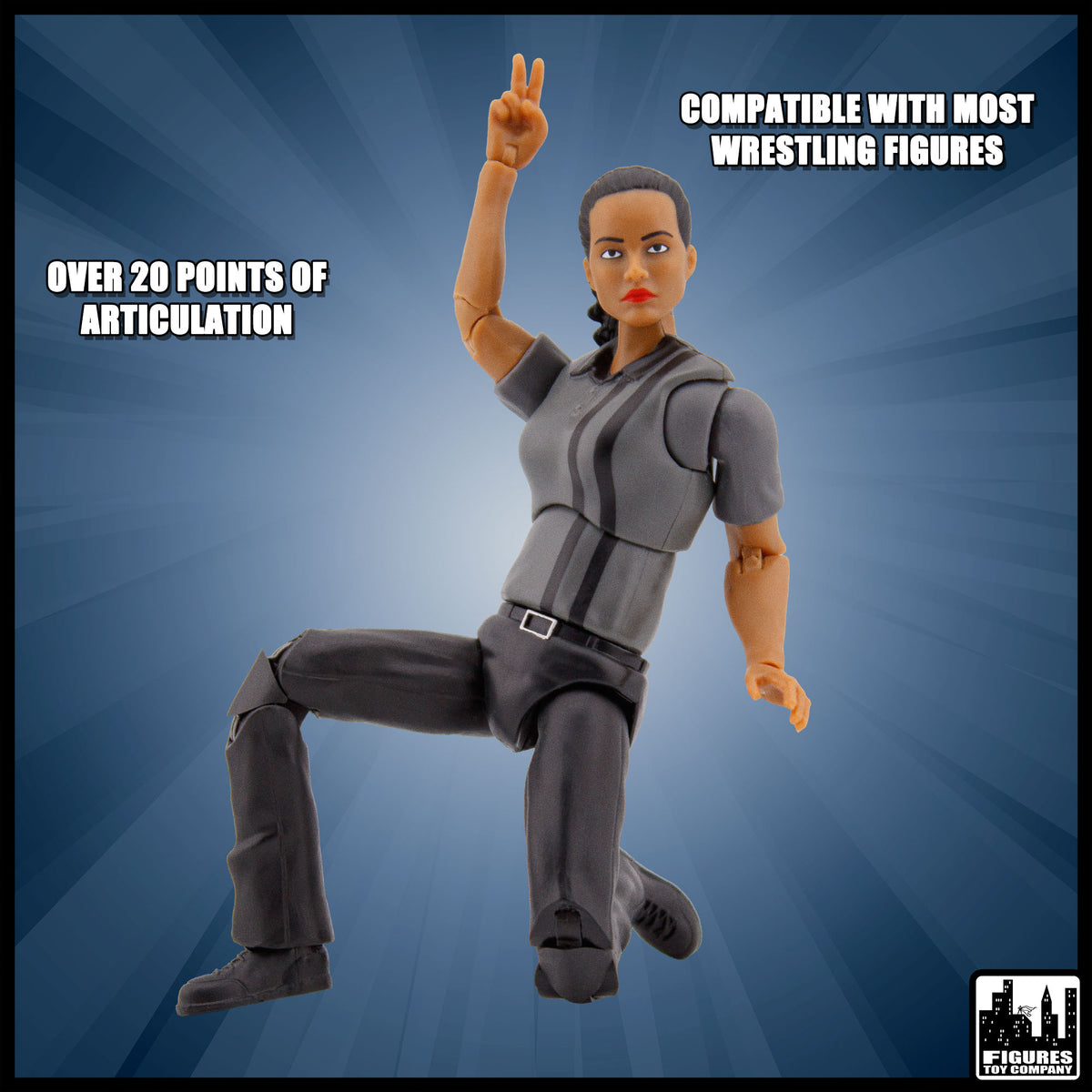Ultimate Female Dark Gray Referee with Deluxe Articulation for WWE & AEW Figures - view 3