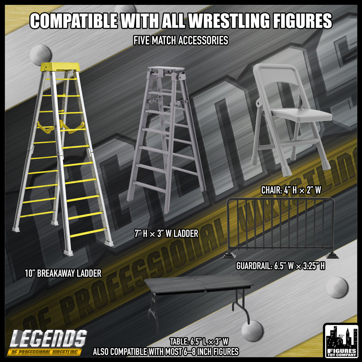 Legends of Professional Wrestling Series Action Figures: Accessory Set & FREE Loose Figure