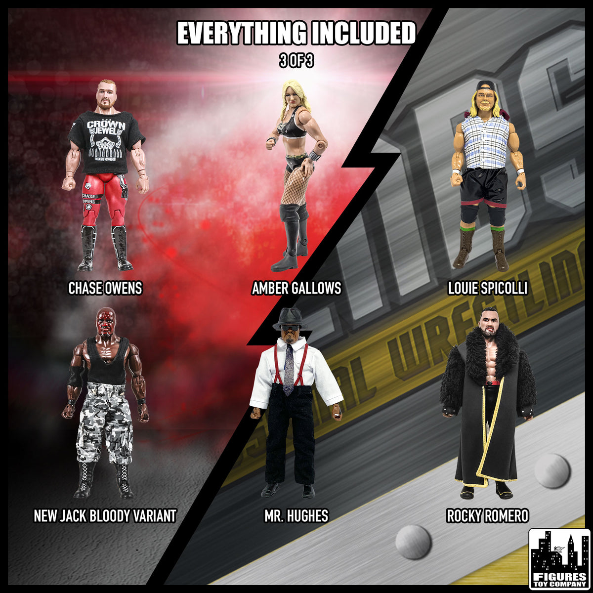 Set of 18 Loose Rising Stars & Legends of Wrestling Action Figures