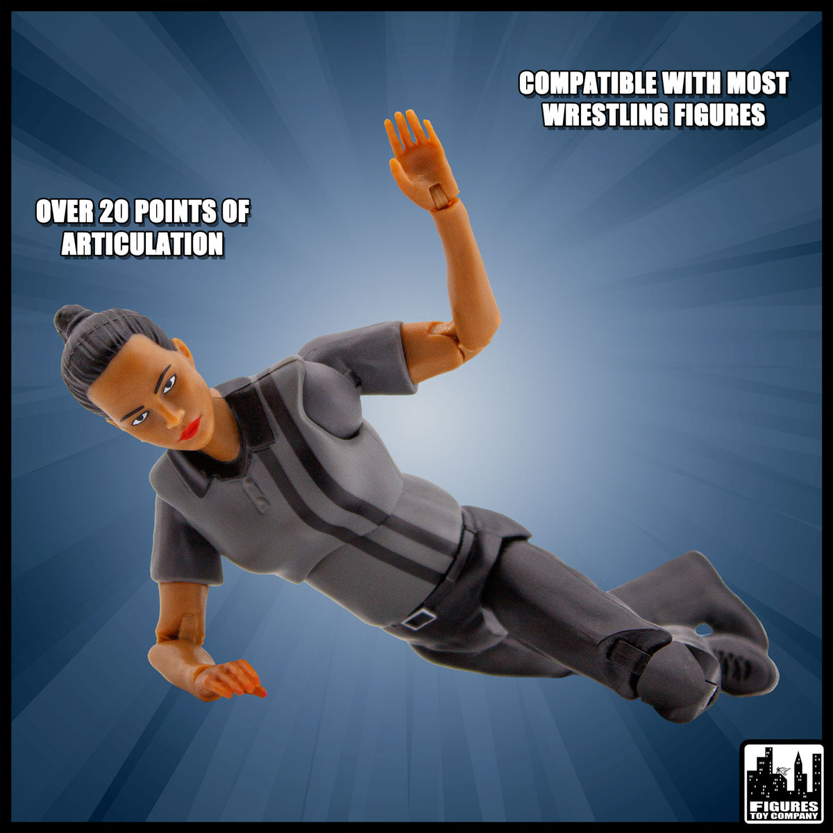 Ultimate Female Dark Gray Referee with Deluxe Articulation for WWE & AEW Figures - view 4
