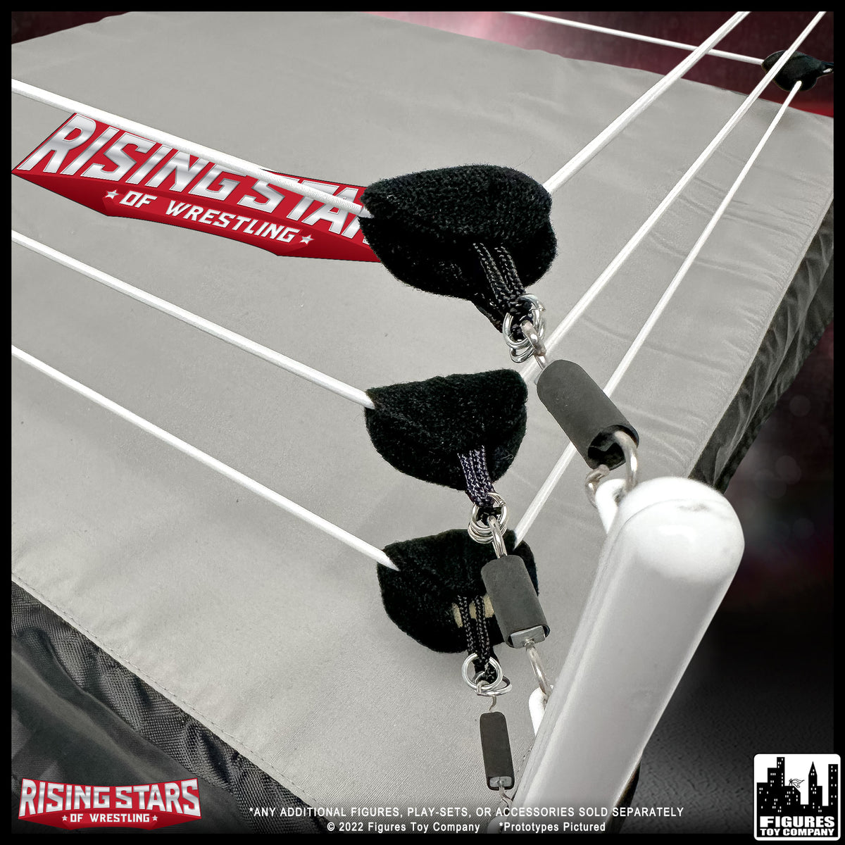 Wrestling Ring & 10 LOOSE Rising Stars of Wrestling Action Figures