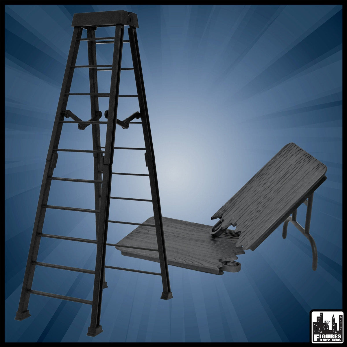 1 Large Breakaway Black Ladder &amp; 1 Black Breakaway Table for WWE Wrestling Action Figures