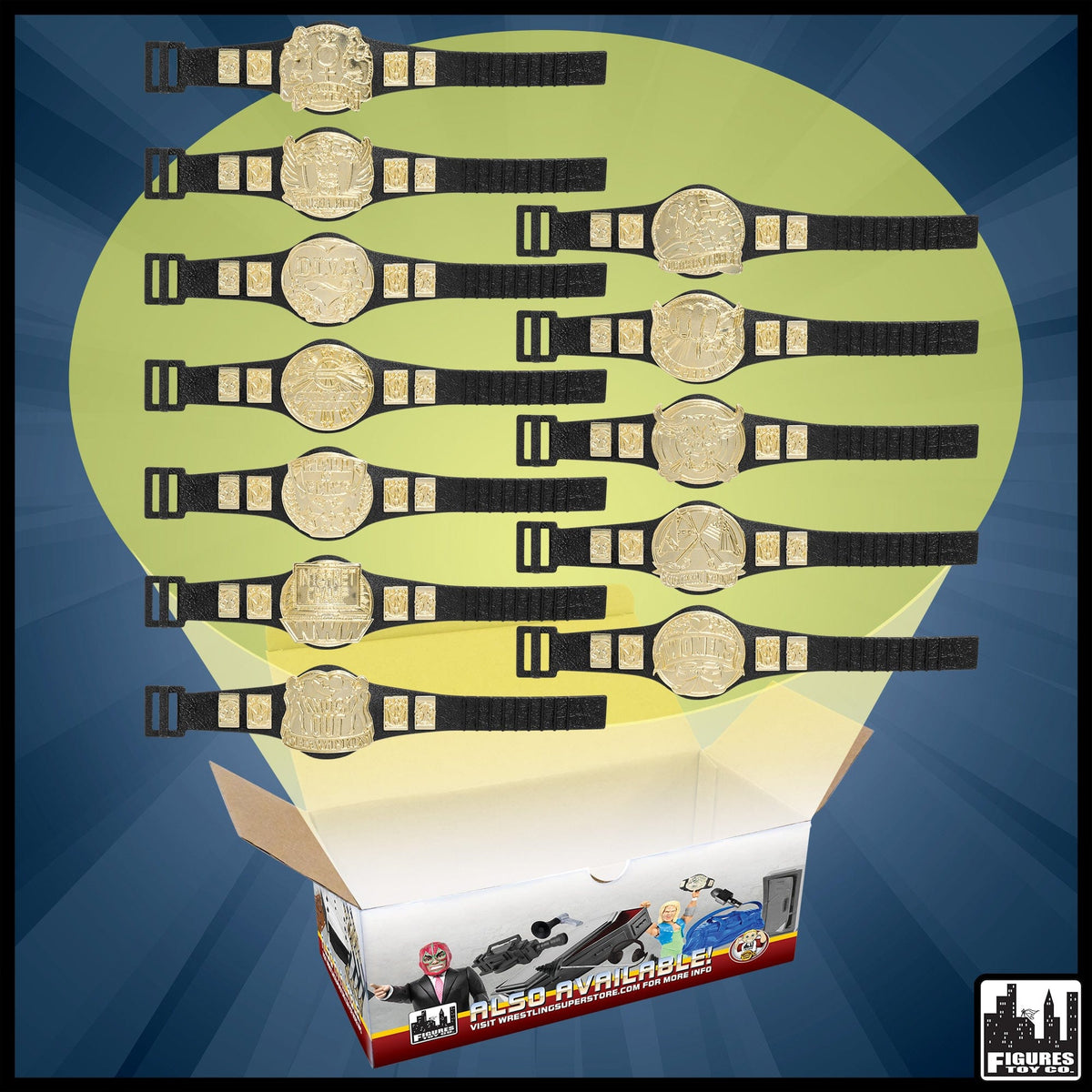 Set of 12 Wrestling Action Figure Championship Belts for WWE &amp; AEW Wrestling Action Figures [Series 2]