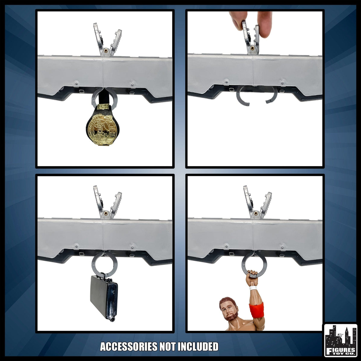 Wrestling Ring, Shark Cage &amp; Grab The Gear Playset for WWE &amp; AEW Action Figures
