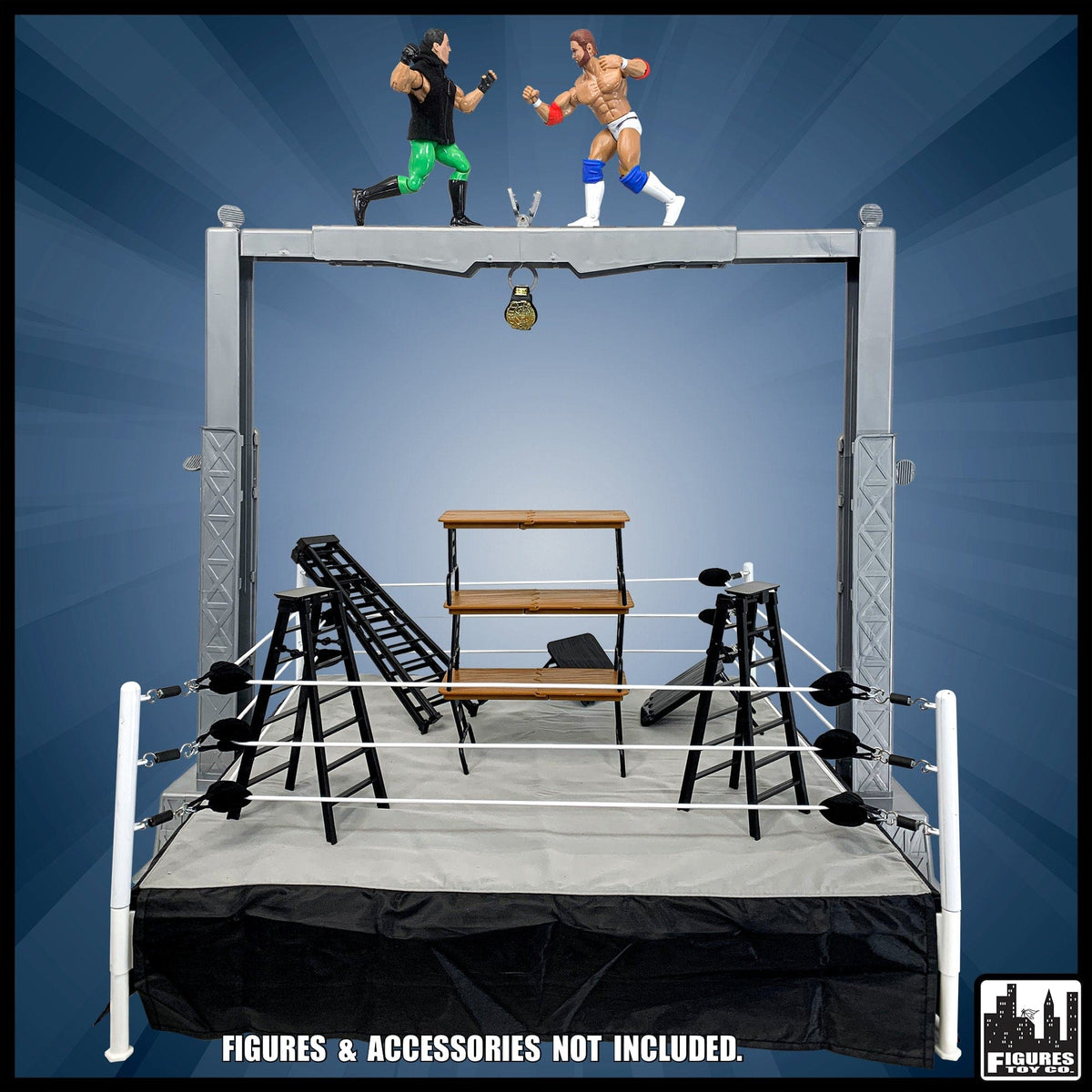 Wrestling Ring, Shark Cage &amp; Grab The Gear Playset for WWE Action Figures