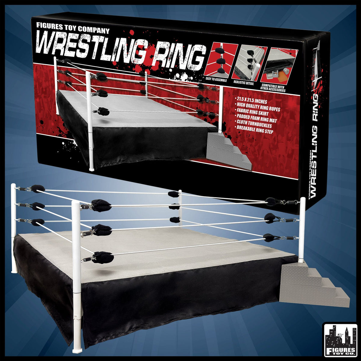 Wrestling Ring &amp; Ultimate Barricade for WWE &amp; AEW Wrestling Action Figures