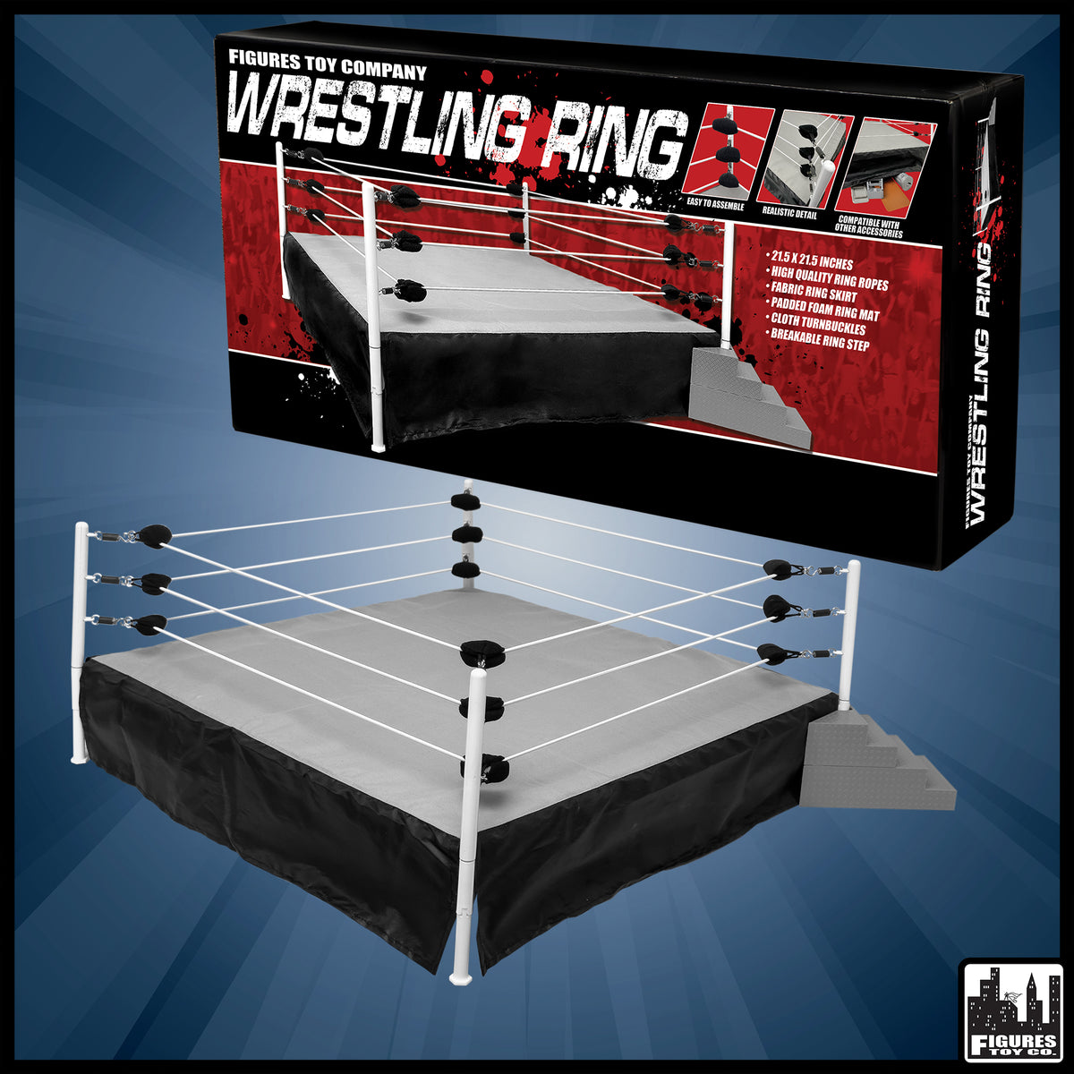 Wrestling Ring, Shark Cage &amp; Grab The Gear Playset for WWE Action Figures