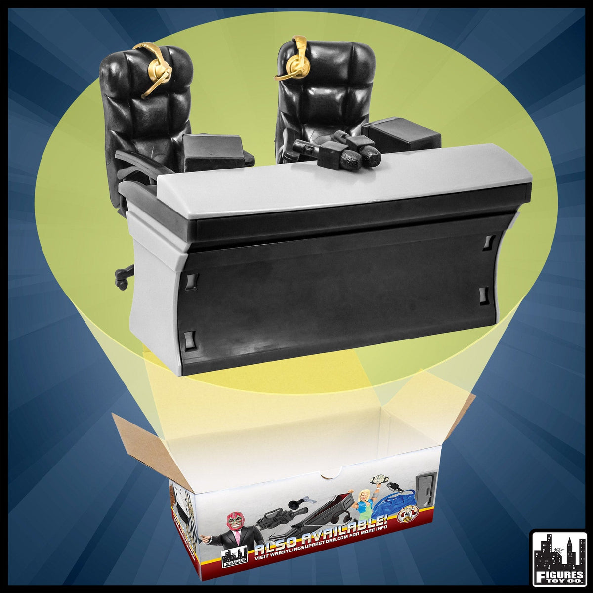 ULTIMATE Black Commentator Table Playset for WWE &amp; AEW Wrestling Action Figures