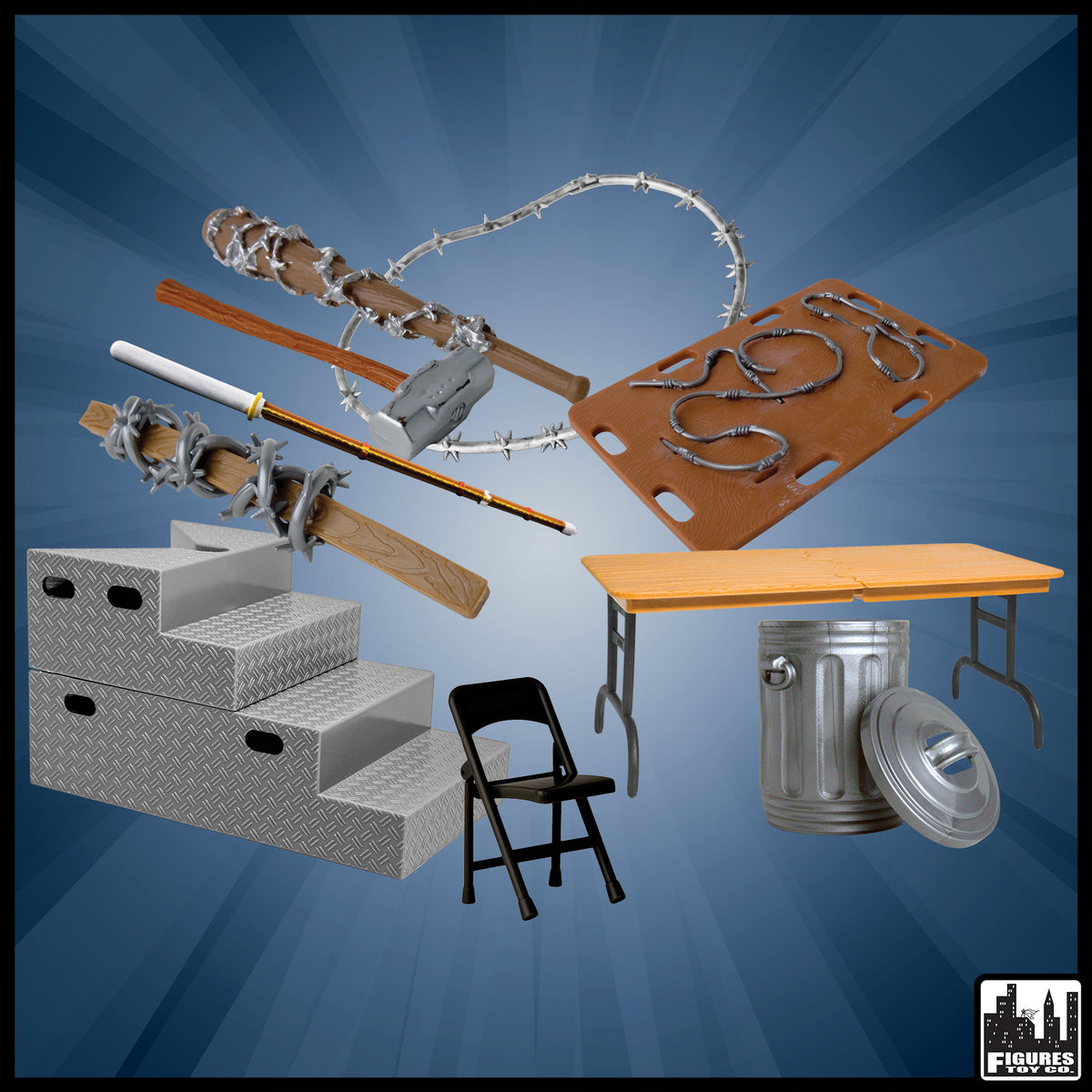 10 Piece HARDCORE Accessory Set for WWE & AEW Wrestling Action Figures