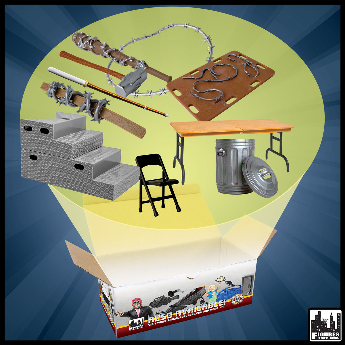 10 Piece HARDCORE Accessory Set for WWE & AEW Wrestling Action Figures