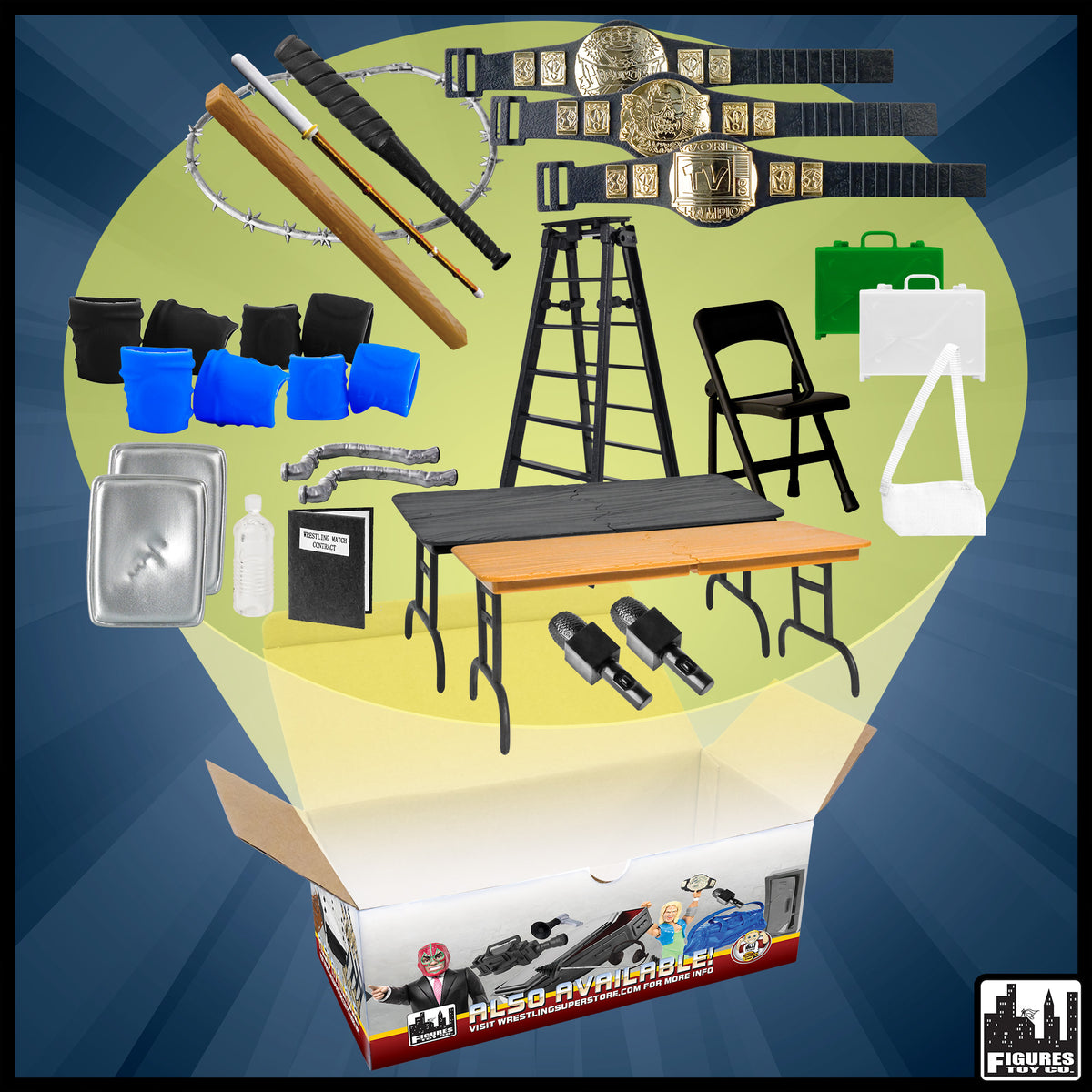 30 Piece MASSIVE Wrestling Figure Accessory Pack for WWE & AEW Wrestling Action Figures