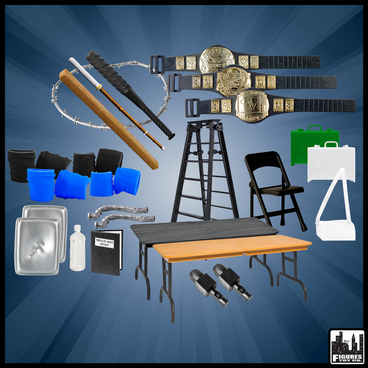 30 Piece MASSIVE Wrestling Figure Accessory Pack for WWE & AEW Wrestling Action Figures