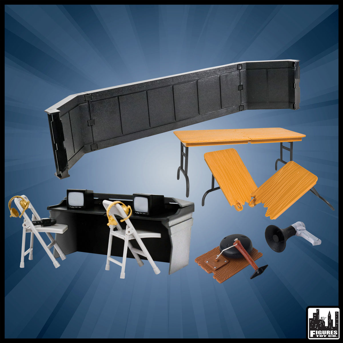Commentators Corner Playset for WWE &amp; AEW Wrestling Action Figures