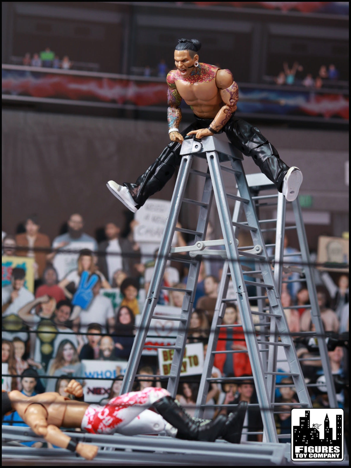 Set of 3 Large 10 Inch Breakaway Ladders for WWE &amp; AEW Wrestling Action Figures