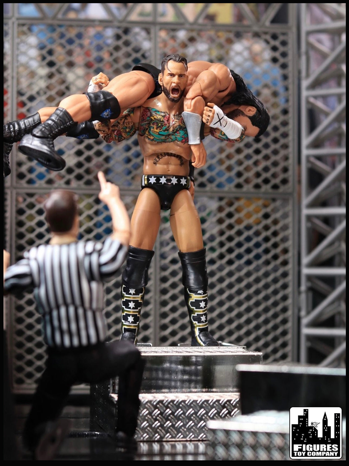 Chrome Plated Deluxe Breakable Ring Stairs for WWE Wrestling Figures Figures Toy Company