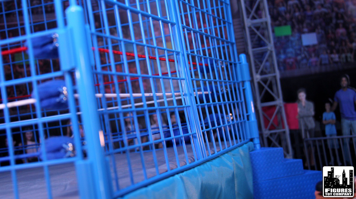 Classic Wrestling Ring &amp; Steel Cage for WWE &amp; AEW Wrestling Action Figures