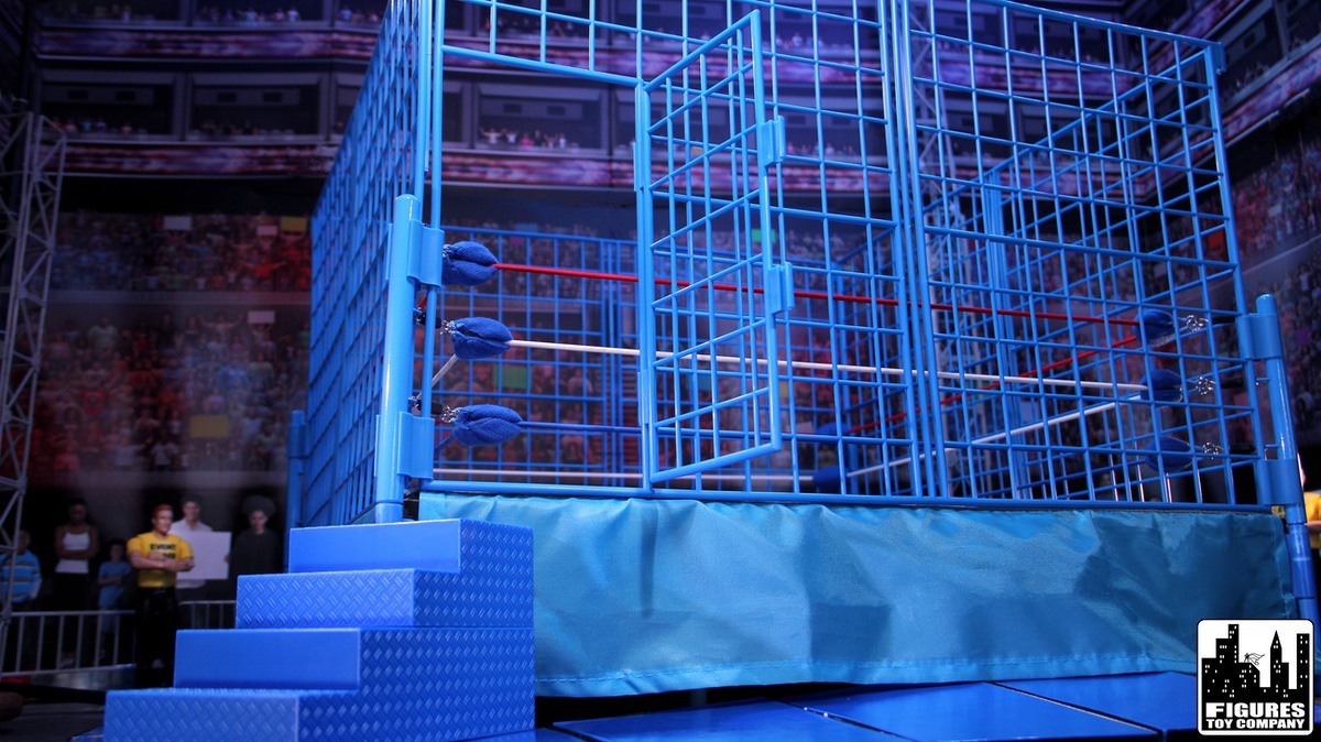 Classic Wrestling Ring &amp; Steel Cage for WWE &amp; AEW Wrestling Action Figures