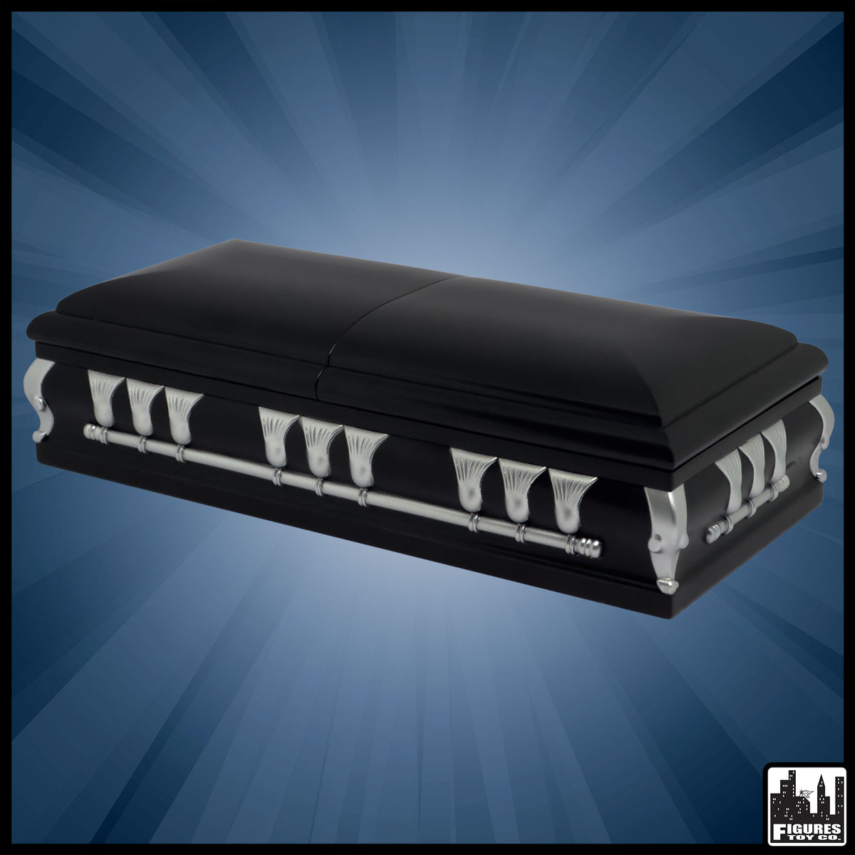 Deluxe Black Casket for WWE &amp; AEW Wrestling Action Figures [Loose, No Base]