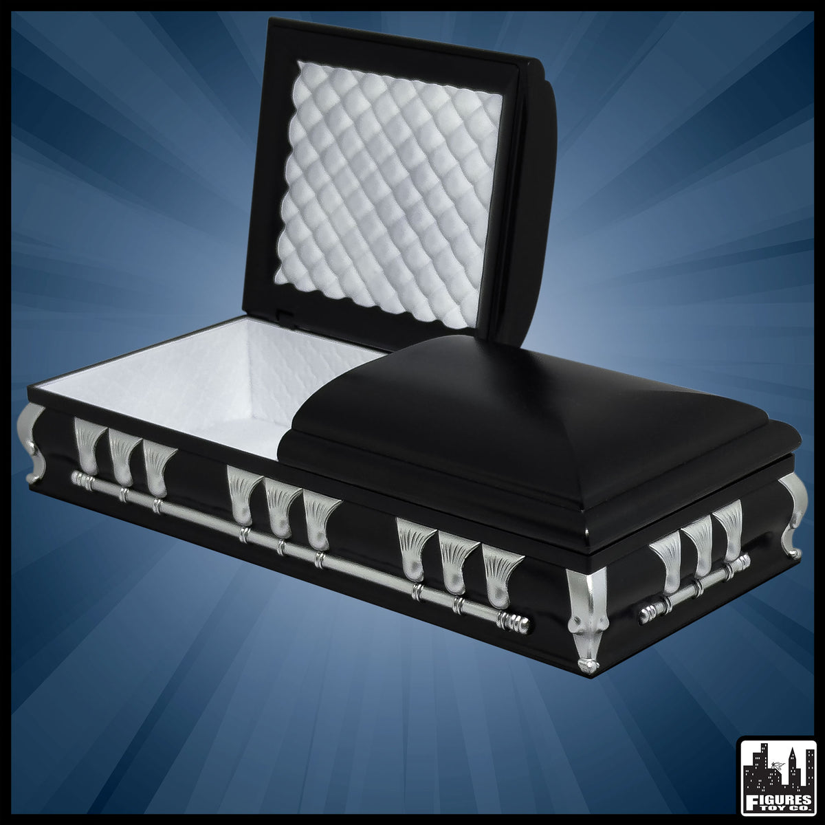 Deluxe Black Casket for WWE &amp; AEW Wrestling Action Figures [Loose, No Base]